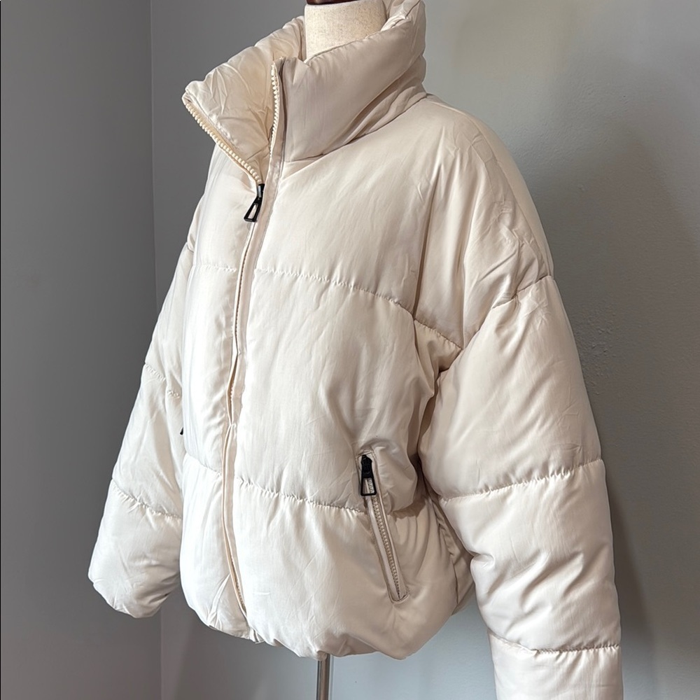 Women's Cream Puffer Jacket - Picture 2 of 5